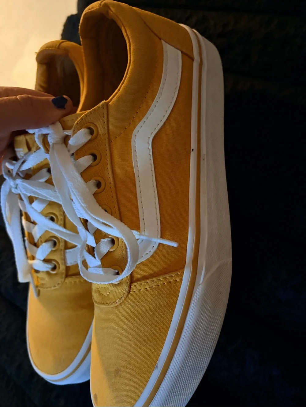 Vans Yellow Canvas Low-Top Sneakers with White Stripe